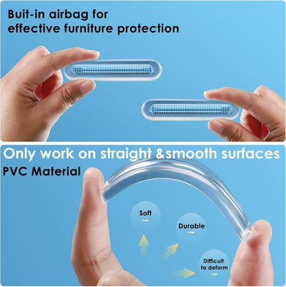 4PCS Long Furniture Bumpers - Wall Protector Guards, Fridge Door Stopper, 5.5x0.7x0.2inches