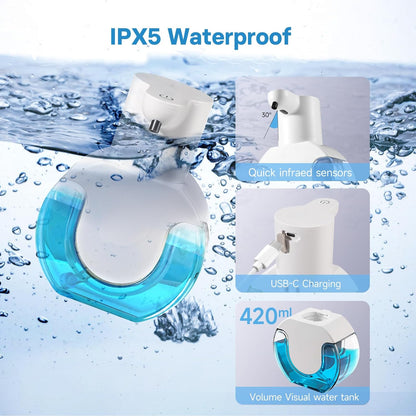 2 Pack Automatic Soap Dispenser,14.2oz/420ML Touchless Automatic Foaming Hand Soap Dispenser,Rechargeabled Wall Mounted Smart Pump for Bathroom Kitchen