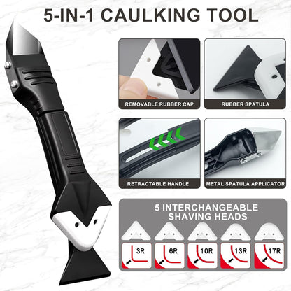 7 Piece Caulking Tool Kit, Silicone Caulking Tools Set with Caulk Finishing Tool, Caulk Smoothing Tool & Grout Tool, All - in - One for Bathroom, Kitchen, Window Sealant & Grout Projects