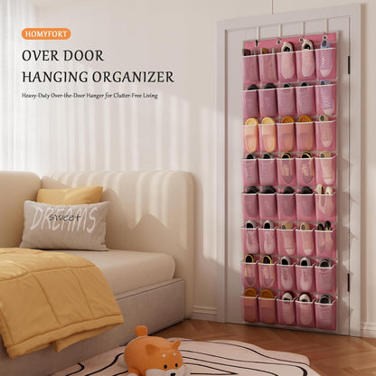 homyfort Over the Door Shoe Organizer, Hanging Shoe Rack Storage Holder with 24 Large Pockets for Closet Door, Men Women Kids Shoes, Cruise (Black)