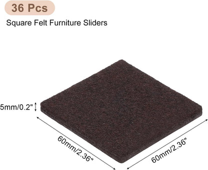 uxcell Furniture Pads, 36Pcs 1.5" - Square Self Adhesive Felt Furniture Pads, Floor Protectors for Furniture Feet Chairs Legs Hardwood Floors (Black)