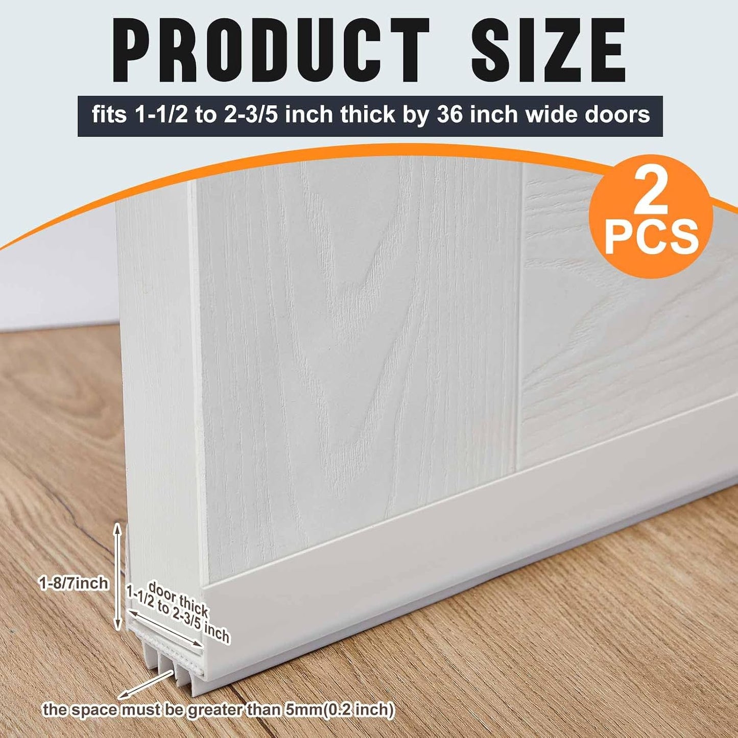 Pickmesh 4 Pcs 36 Inch Adjustable Storm Door Sweep for 1 to 1-2/5 in Bottom Seal Replacement Parts Under Draft Stopper Weather Stripping Threshold (White)