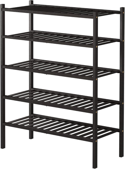 ROMGUAR CRAFT 3 Tier Bamboo Shoe Rack for Closet Free Standing Wood Shoe Shelf Storage Organizer for Entryway Small Space Stackable 27"x11"x20" (Natural)
