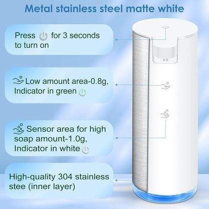 Automatic Hand Soap Dispenser Touchless: Foaming Soap Dispenser Stainless Steel - Free Touch Electric Soap Dispenser Rechargeable with Sensor for Bathroom, Commercial (Black)