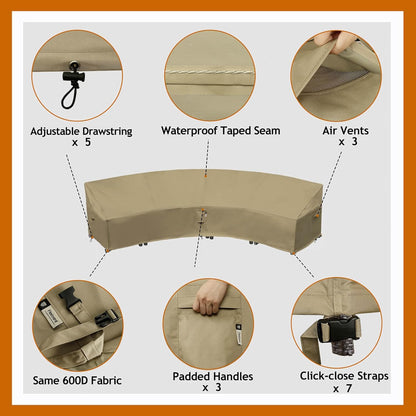Patio Deck Box Cover, 63x30 Inch Fire Pit Covers with Straps and Handles, Waterproof Heavy Duty Outdoor Furniture Winter Cover for Keter, Suncast, Lifetime Container