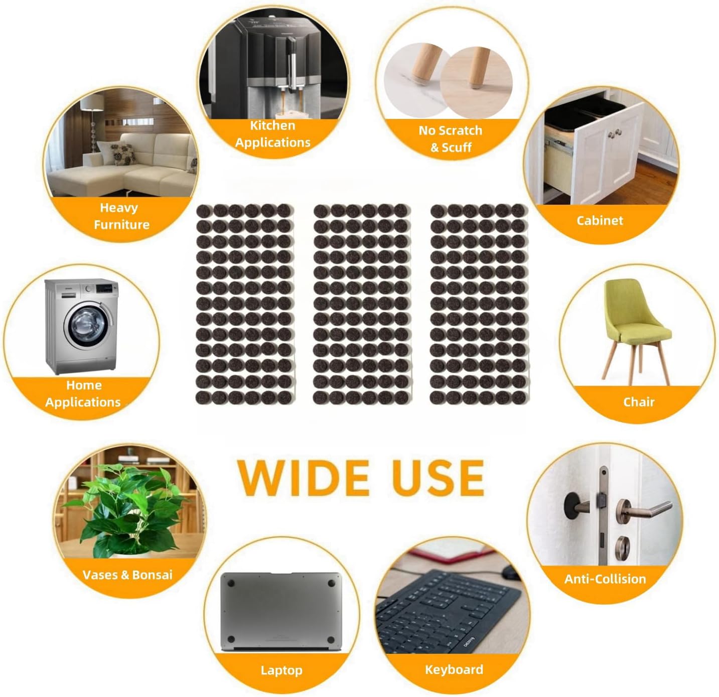 Furnigear Felt Furniture Pads for Hardwood Floors - Self Adhesive Chair Felt Pads, Floor Protector for Furniture Feet, Furniture Sliders Moving Your Furniture Smoothly - Anti Scratch 96 Pcs 3/4" Round