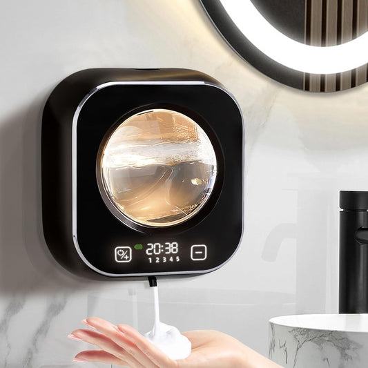 Automatic Soap Dispenser, 320ML Touchless Smart Hand Soap Dispenser, 3 Adjustable Soap Levels, Rechargeable Wall Mounted Electric Foam Soap Dispenser for Bathroom Kitchen Office (White - T1)