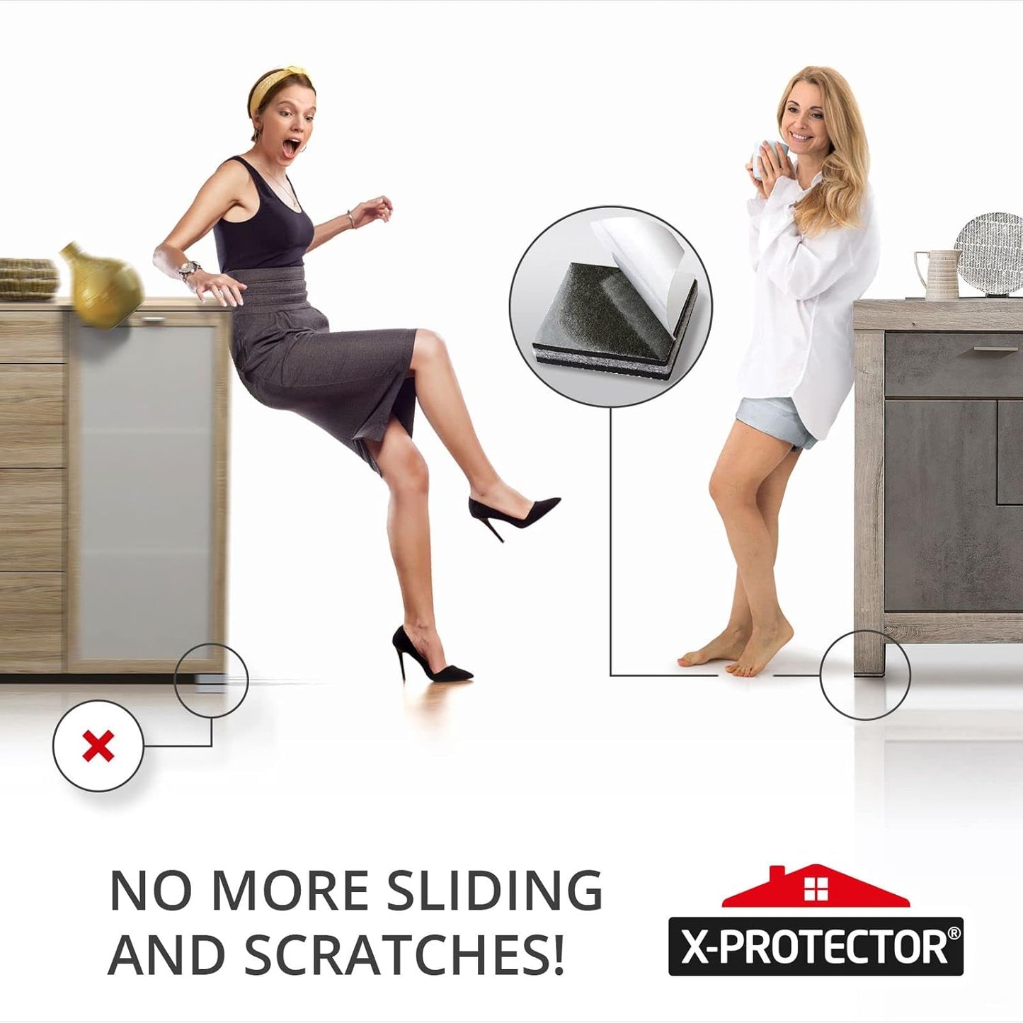 X-PROTECTOR Non Slip Furniture Pads – 12 Premium Furniture Grippers 3"! Best SelfAdhesive Rubber Feet Furniture Feet – Ideal Non Skid Furniture Pad Floor Protectors – Keep Furniture in Place!