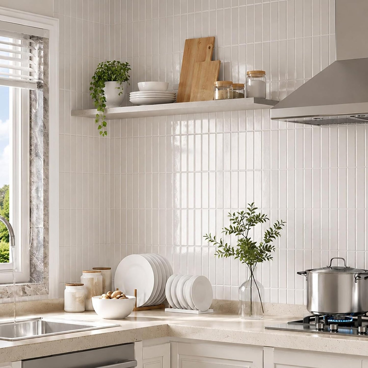 Peel and Stick Backsplash Tile for Kitchen, 10 Sheets, 11.42''x9'' | Beige Gray 3D Self Adhesive Wall Tile Back Splash for Kitchen, Bathroom, Laundry Room