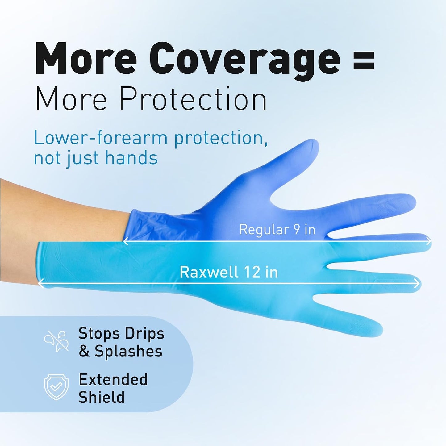 Raxwell Disposable Nitrile Gloves - Heavy Duty Cleaning Gloves - Elbow-Length Dishwashing & Kitchen Use - Chemical Resistant