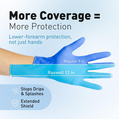 Raxwell Disposable Nitrile Gloves - Heavy Duty Cleaning Gloves - Elbow-Length Dishwashing & Kitchen Use - Chemical Resistant