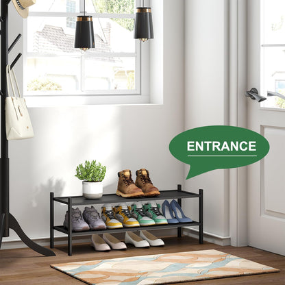 kiplant Small Shoe Rack, 4-Tier Bamboo Wood Shoe Rack for Entryway, Stackable Shoe Organizer for Hallway Closet, Free Standing Shoe Racks for Indoor & Outdoor