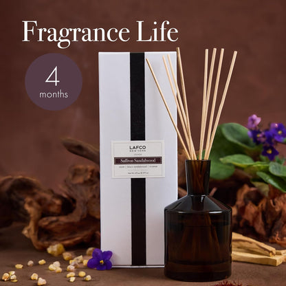 LAFCO New York Classic Reed Diffuser, Sea & Dune - 6 oz - Up to 3 Months Fragrance Life - Reusable Glass Vessel - Natural Wood Reeds - Made in The USA
