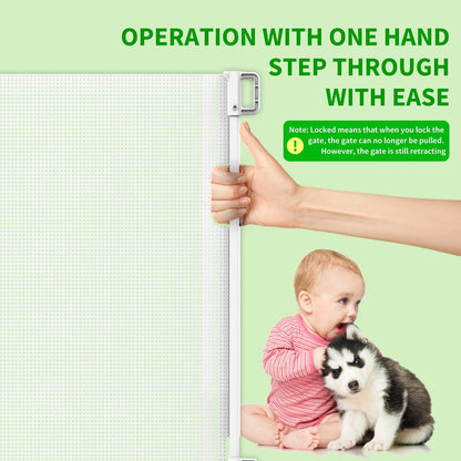 Upgraded Retractable Baby Gate for Stairs, 33"Tall Expands 71"Wide Ideal Safety Solution Dog Gate for Stairs Doorways Hallways Indoor Outdoor Mesh Baby Gate Retractable Screen Door(White,86CMx180CM)