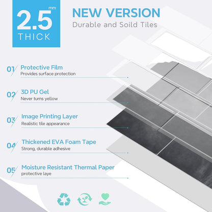 STICKGOO 10 Sheets Subway Tile Peel and Stick Backsplash, Extra Thick 3D Wall Tiles with Commercial-Grade Adhesive for Kitchen, Bathroom, Laundry Room,11.56"x8.38"(White)