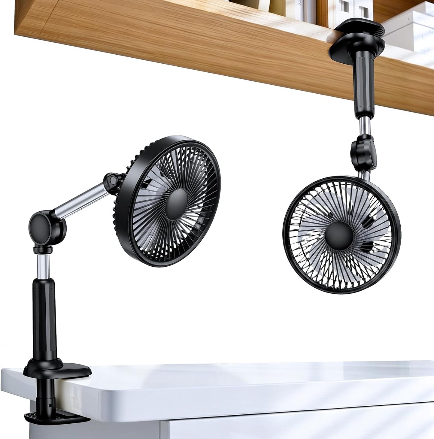 Adjustable Arm Clip on Fan for Desk,3 Speed Ultra Flexible Adjustable Design Clip Fan with 3.5”Wide Clamp,3000mAh Battery Operated Quiet Personal Cooling for Office Bedroom Gaming Dorm （Brown）