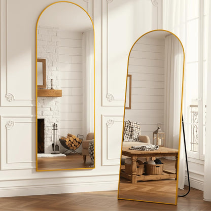 Mirror Full Length, 71 x 26 Inches Floor Mirror with Stand, XX-Large Arch Gold Mirrors for Bedroom, Dressing Room, Home Decor, Gold