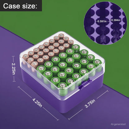 ALCYON Battery Organizer Storage Case, Battery Vault Box Container for 48pcs AA Batteries, Plastic Clear Protective Battery Holder for Travelling/Home/Office (Black, Large)