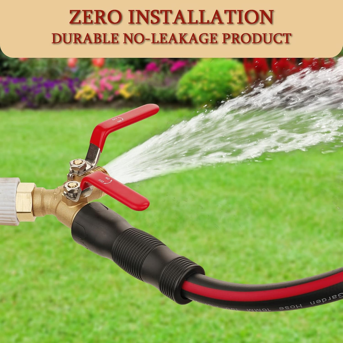 Garden Water Hose Splitter - RV Water Splitter 2 Way Heavy Duty Brass Spigot Hose Splitter - Outdoor Y Hose Bib 2 Valves with 2 Extra Rubber Washers for 3/4" Hose Connector (Blue)