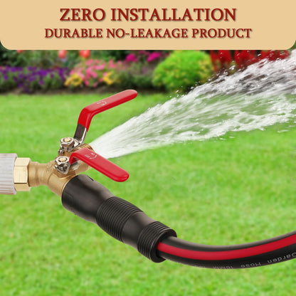 Garden Water Hose Splitter - RV Water Splitter 2 Way Heavy Duty Brass Spigot Hose Splitter - Outdoor Y Hose Bib 2 Valves with 2 Extra Rubber Washers for 3/4" Hose Connector (Blue)
