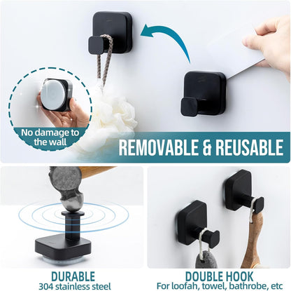 TAILI Suction Cup Razor Holder in Shower 2 Pack, Towel, Loofah, Shaver Holder for Bathroom Wall, Powerful Suction Cup Shower Hooks, Easy to Install and Reuse, White