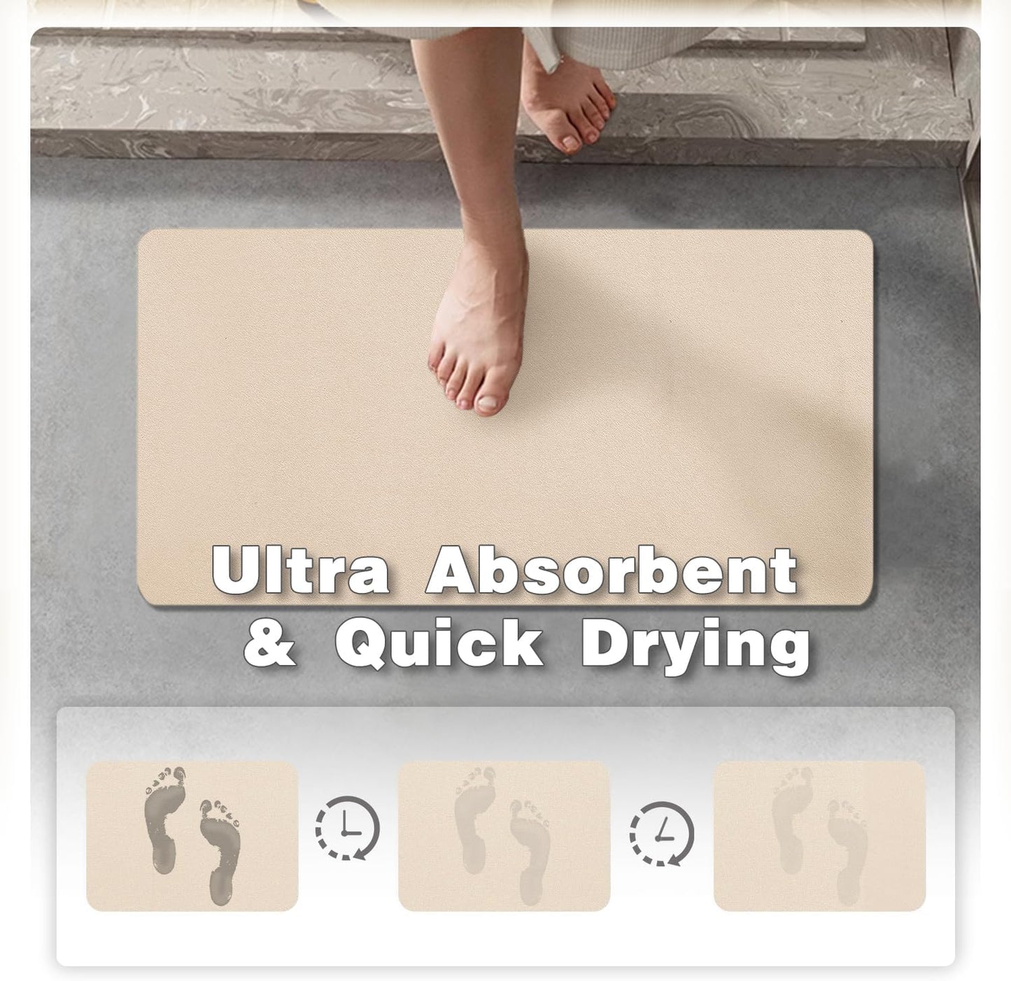 TYUU Bath Mat, Bathroom Rugs Non Slip Washable Thin Absorbent Quick Dry Bath Mat Fits Under Door Bathroom Floor Mat Perfect for Bath, Shower, or Sink 16"x24" Dark Grey