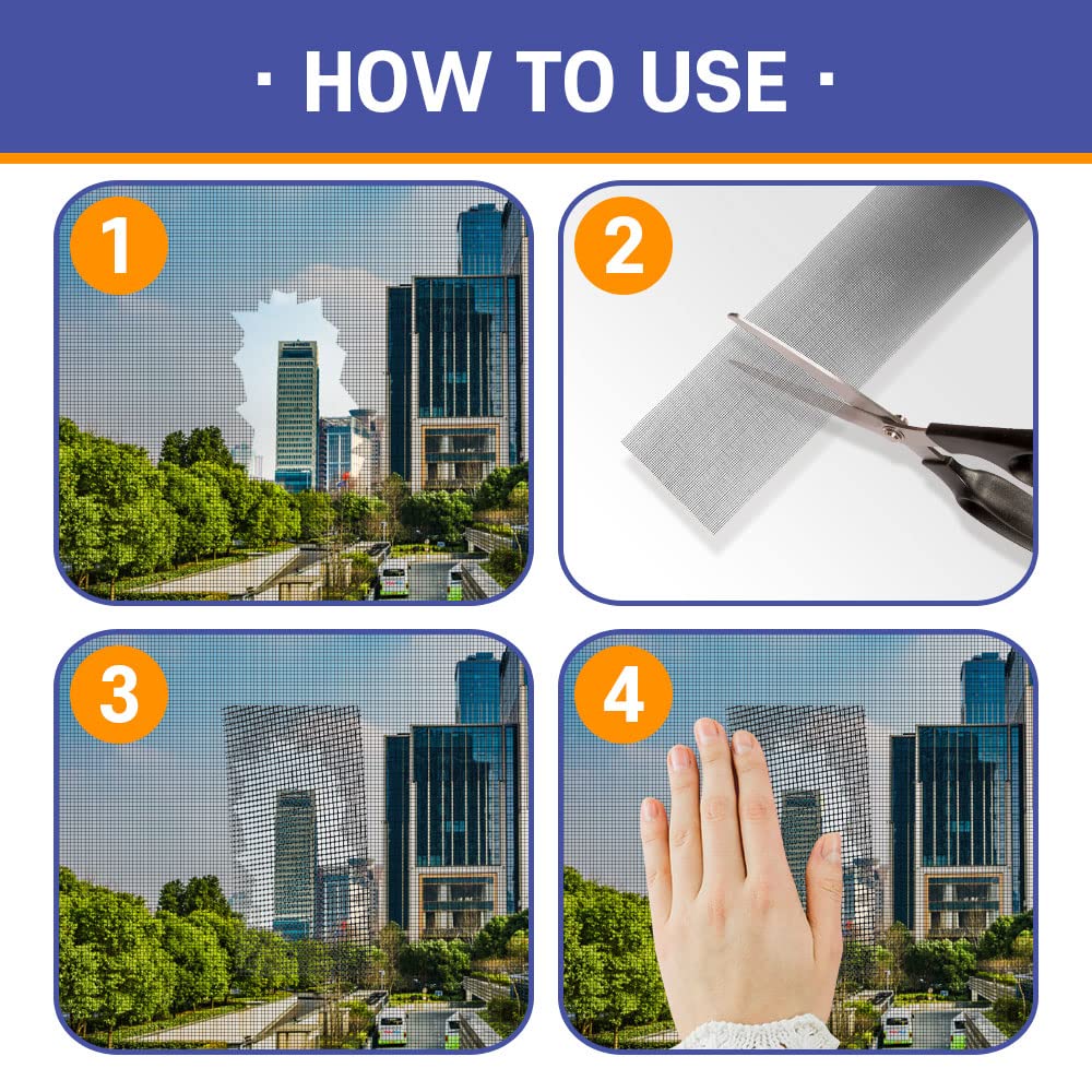 HA SHI Screen Repair Kit for Windows or Doors (2" x 6.5FT, Black) 3-Layer Strong Adhesive Tape, Made in Korea, Ease-Installation Fiberglass Covering Mesh