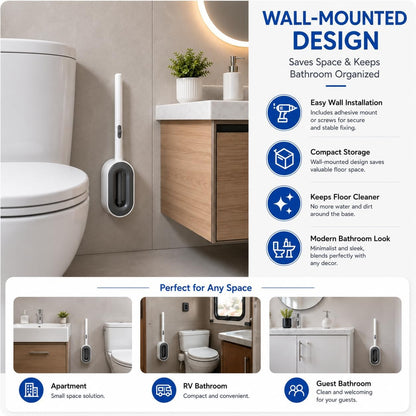 Disposable Toilet Bowl Brush and Holder Set – 40 Refills Included, No-Touch Toilet Wand Cleaning System, Toilet Brush & Holder for Bathroom, Hygienic Toilet Bowl Cleaner Starter Kit