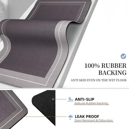 Diatomaceous Earth Bath Mat Super Absorbent Quick Dry Bath Mat, Bathroom Rugs Non Slip Washable, Thin Dark Gray Bathroom Floor Mats-Shower Rug for in Front of Bathtub Shower, Easy Care, 15.7"x23.6"