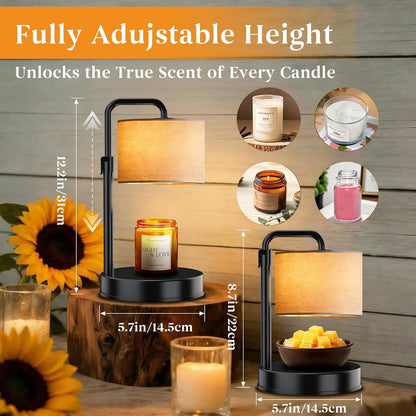 Hyrion Candle Warmer Lamp with Timer Dimmer, Modern Farmhouse Candle Lamp Adjustable Height, Birthday Gifts for Women Mom, Electric Flameless Candle Melter with 2 Bulbs, House Warming Home Decor
