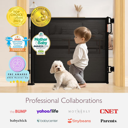 Retractable Baby Gate, Momcozy Mesh Baby Gate or Mesh Dog Gate, 33" Tall,Extends up to 55" Wide, Child Safety Gate for Doorways, Stairs, Hallways, Indoor/Outdoor