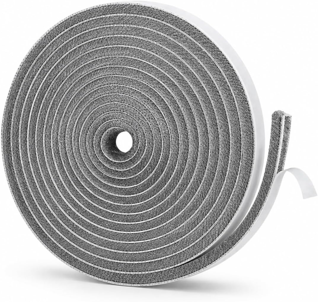 Self-Adhesive Door Draft Stopper & Weather Stripping Door Seal – Gray, 33 Ft x 0.35" Wide x 0.35" Thick Foam Seal Strip – Draft Blocker, Noise Reduction, Insulation
