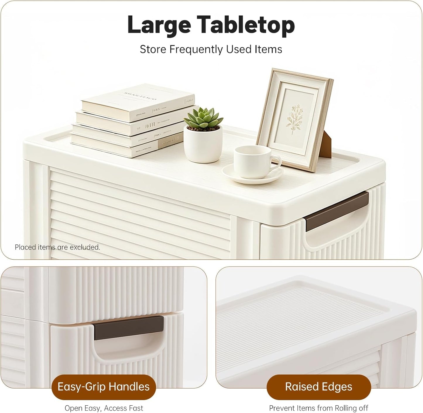 3 Drawers Slim Storage Cart, Narrow Plastic Rolling Organizer Small Cabinet Container with Wheels for Small Spaces, Kitchen, Laundry, Office, Bedroom (3 Drawers)