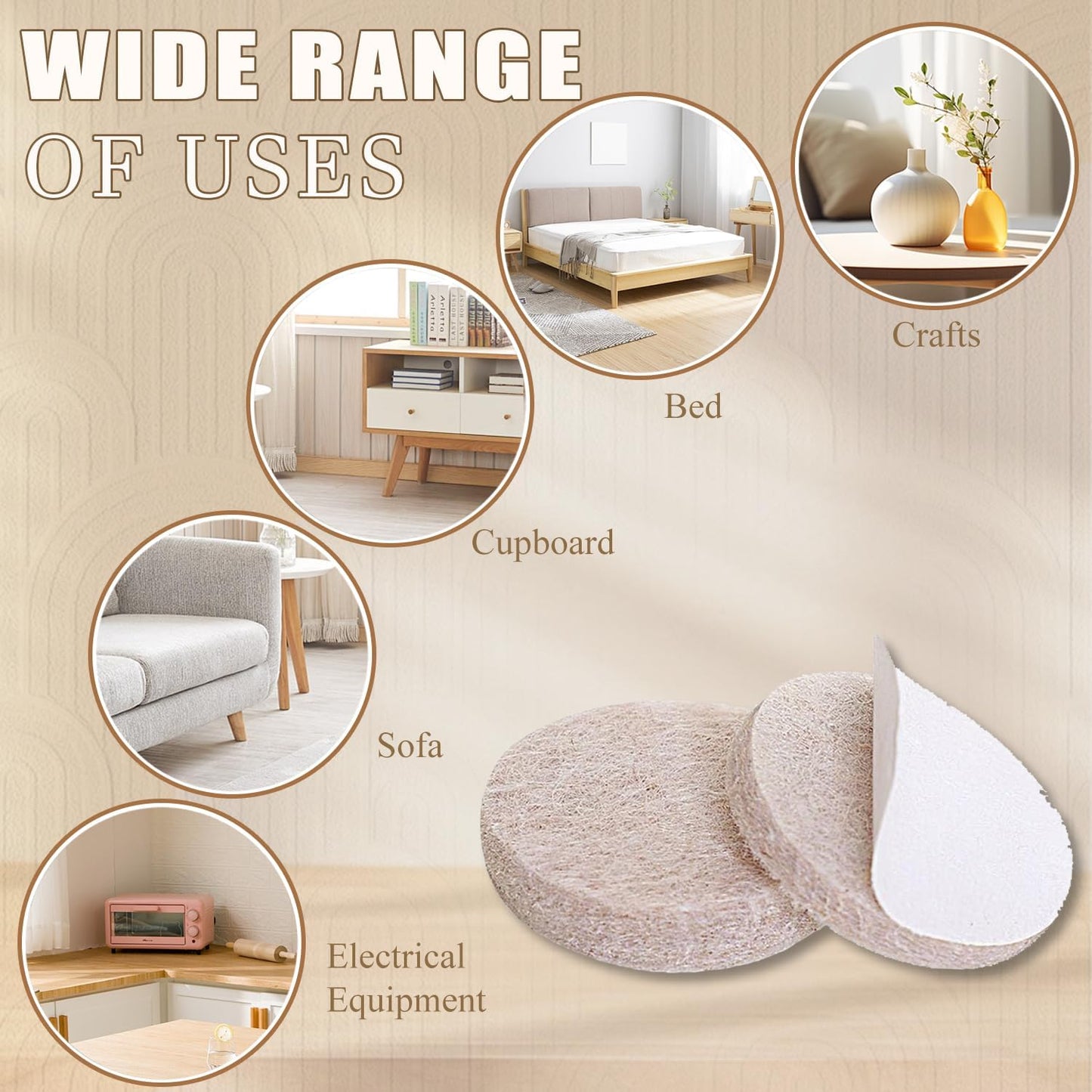 Yelanon Felt Furniture Pads for Hardwood Floors -36 Pcs 2" Premium Floor Protectors for Furniture, Felt Pads for Chair Legs, Black