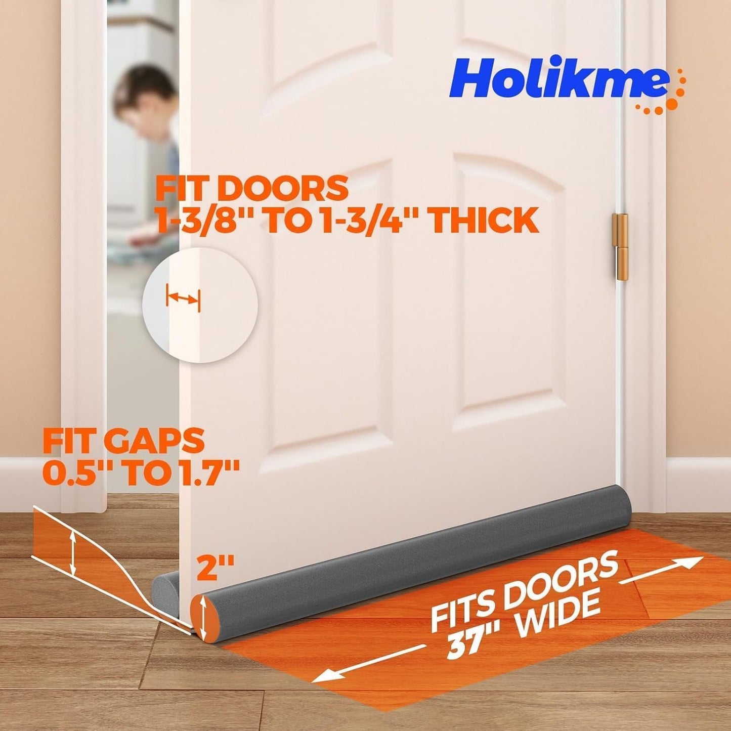 Holikme Door Draft Stopper Weather Stripping Draft Stopper for Bottom of Door Window Breeze Blocker Adjustable Door Sweeps, Black