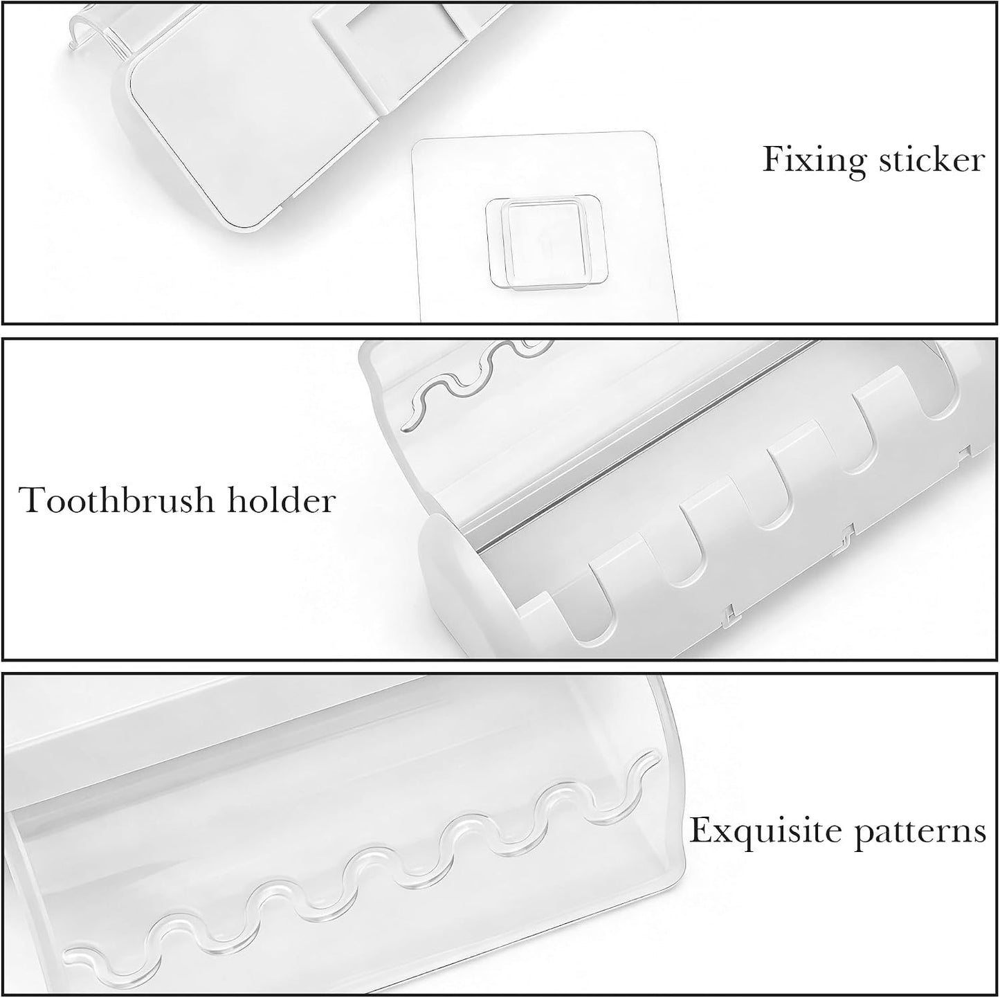 1 PCS Self Adhesive Toothbrush Holder with Cover for Bathroom, 5-Slot Wall Mounted Toothbrush Organizer Rack for Shower, Dorm, Cabinet