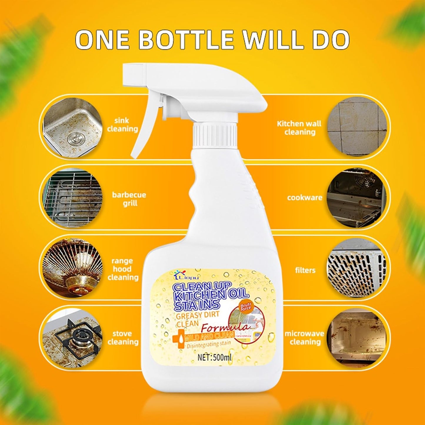 All Purpose Cleaner, Remove Stains Cleaning Spray, Lemon Breeze Scent Multipurpose Heavy Duty Degreaser, Kitchen Cleaning Supplies Removes Oil Stains On Microwave & Oven & Stove Top