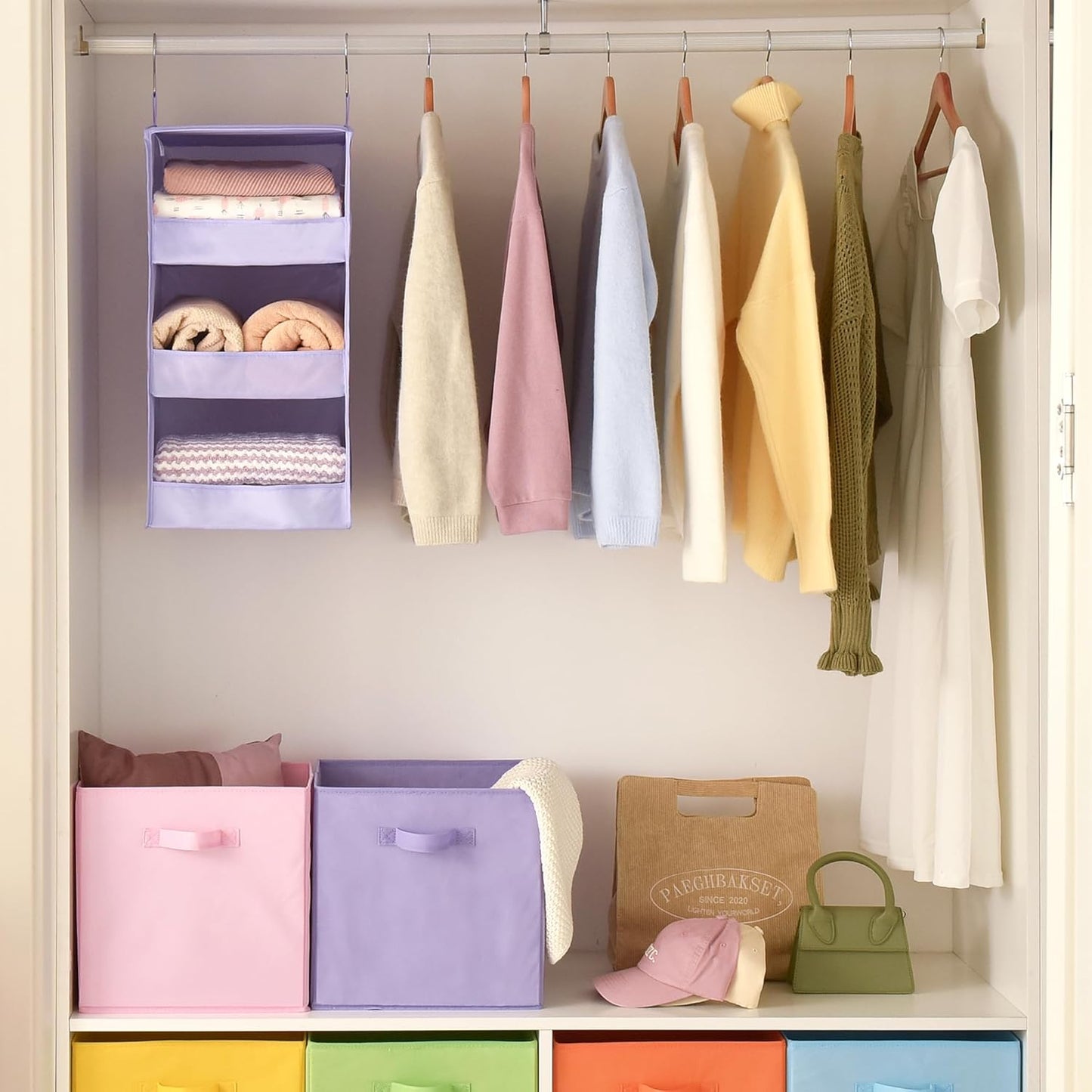 GRANNY SAYS 3-Shelf Hanging Closet Organizer and Storage, Collapsible Hanging Closet Shelves, Hanging Organizer for Closet & RV, Gray, 29 ½" H X 12" W X 12" D, 1-Pack