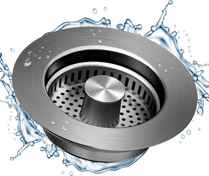 NinjaTiger Kitchen Sink Drain Strainer - 3-in-1 Stainless Steel Pop Up Sink Stopper Anti-Clogging Sink Strainer Basket Sink Drainer Filter Plug for US Standard 3-1/2'' Sink Drain | Gunmetal Gray