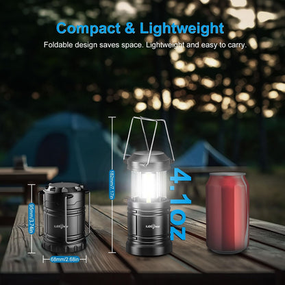 LED Camping Lantern, Battery Operated Lights, Adjustable Brightness for Camping, Emergencies, Power Outages, Outdoor Collapsible Lanterns, 2 Pack