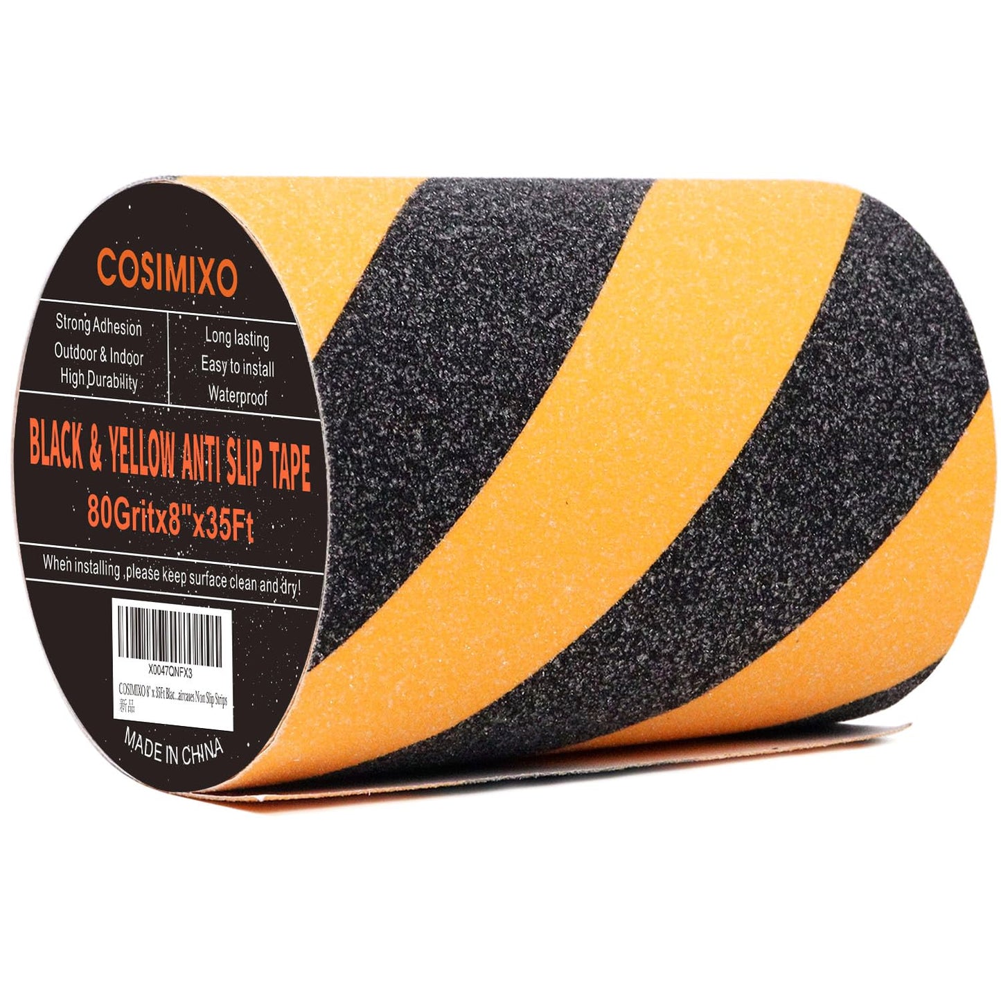 COSIMIXO 4" x 35Ft Black&Yellow Heavy Duty Anti Slip Tape for Stairs Outdoor/Indoor Waterproof Grip Tape Safety Non Skid Roll for Stair Steps Traction Tread Staircases Anti-Slip Strips…