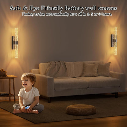 camuucci Battery Operated Wall Sconces Set of 2 Rechargeable Battery Powered Wall Light with 12000mAh Not Hardwired Dimmable Wall Lamp Fixtures for Bedroom Living Room Gold 15.3 Inches