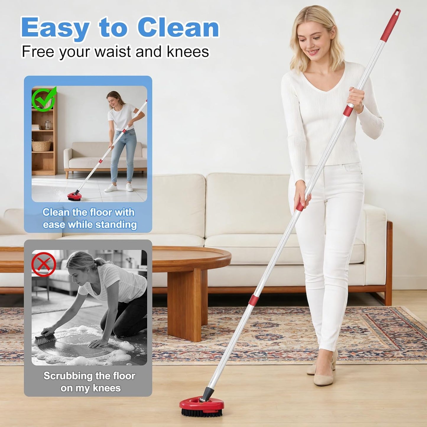 Mop Heads for O Cedar RinseClean 2 Tank Spin Mop System, 3 Microfiber Mop Head Refills and 3 Chenille Mop Pads,1 Scrub Brush, and 1 Mop Base with Mop Handle Set Combo