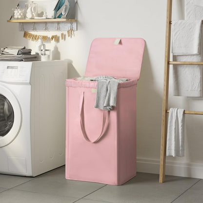 WOWLIVE 180L Laundry Hamper with Lid 3 Section,Large Laundry Basket with Removable Bags and Handles,Collapsible Dirty Clothes Hampers for Laundry,Laundry Basket Organizer for Laundry Room,Dorm,Beige