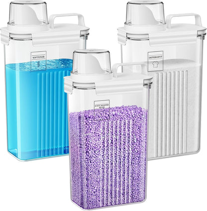 Laundry Detergent Dispenser for Laundry Room,94oz Fabric Softener Dispenser,Liquid Laundry Detergent Container,Laundry Detergent Organizer for Laundry Room Organization with 6 Labels,2 Pack