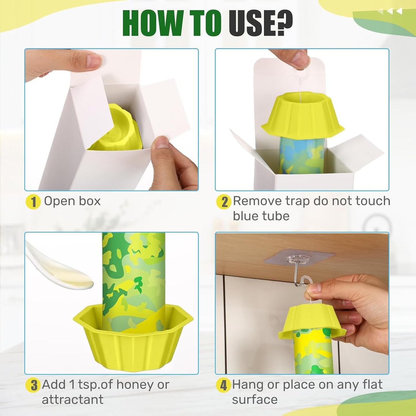 Qualirey 12 Pcs Sticky Fly Trap Fly Stick with Hanging Hook Adhesive Mosquito Catcher for Indoor Outdoor Trap Houseflies and Flying Insects Bee Wasp Moth Fly, 10.2 x 2.5 Inch