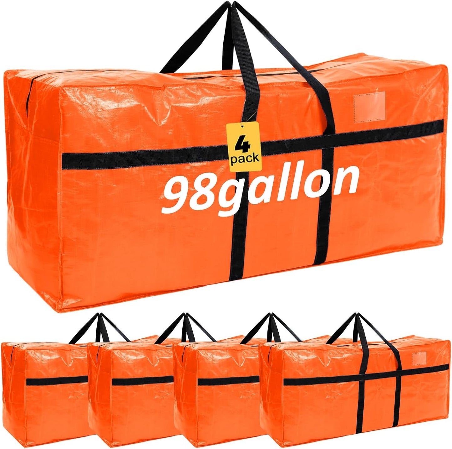 Windyun 4 Pack 57 Gallon Extra Large Moving Bags XXL Heavy Duty Storage Bag with Strong Zipper Handle Jumbo Big Tote Box Foldable for College Dorm Travel Clothes Duffle Blanket Pillow(Red)