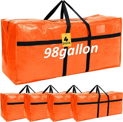 Windyun 4 Pack 57 Gallon Extra Large Moving Bags XXL Heavy Duty Storage Bag with Strong Zipper Handle Jumbo Big Tote Box Foldable for College Dorm Travel Clothes Duffle Blanket Pillow(Red)