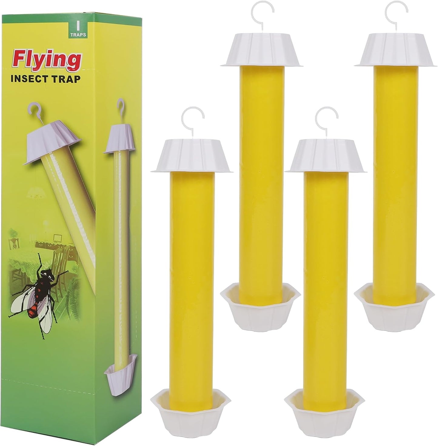 Fly Stick Sticky Fly Traps for Indoors Outdoor 12pk, Sticky Hanging Fly Stick, Flying Insect Trap, wasp Trap（Fluorescent Strip Yellow）