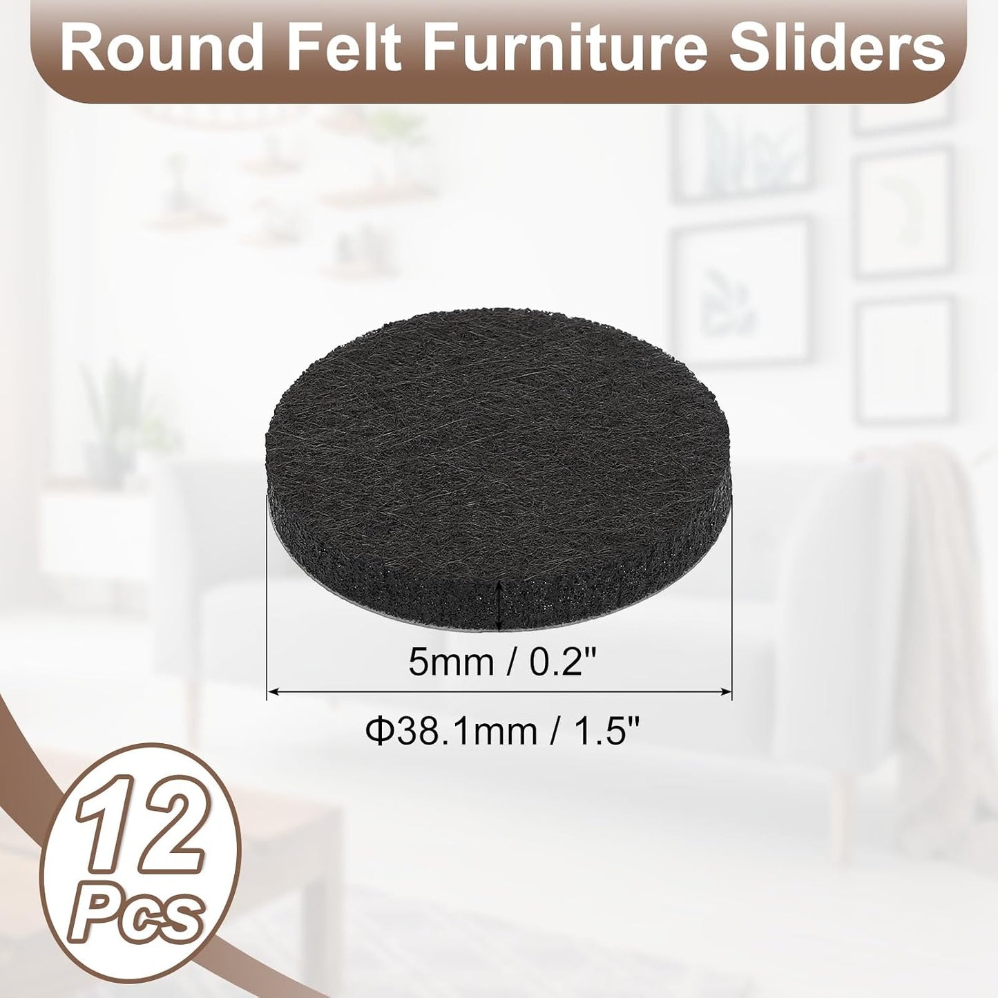 uxcell Furniture Pads, 36Pcs 0.5" - Round Self Adhesive Felt Furniture Pads, Floor Protectors for Furniture Feet Chairs Legs Hardwood Floors (Black)
